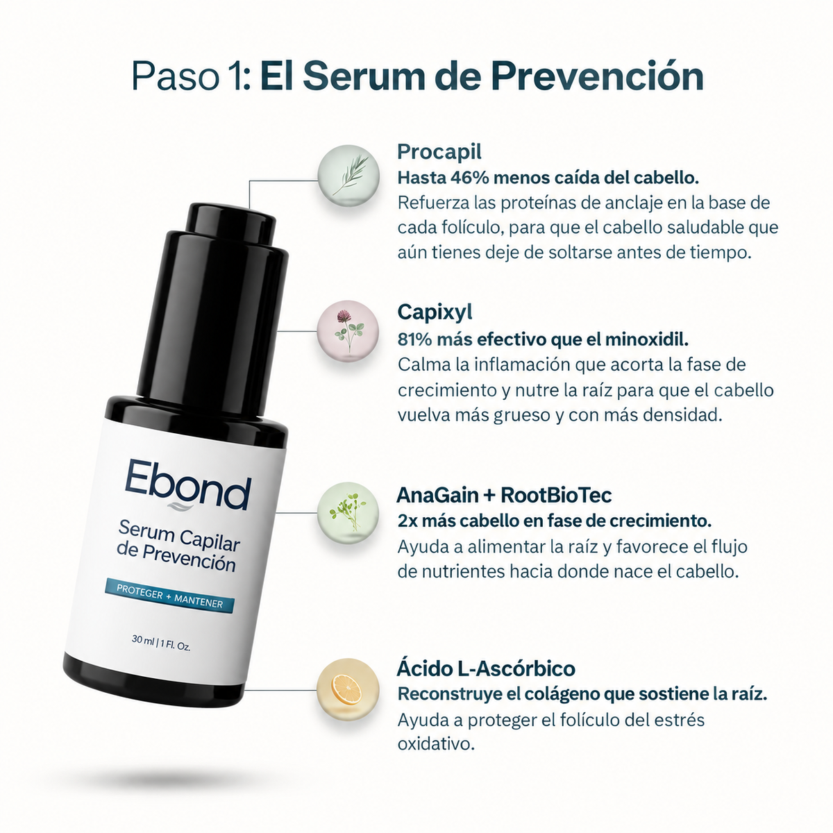 Ebond™ — Serum Capilar Anticaída y Densidad